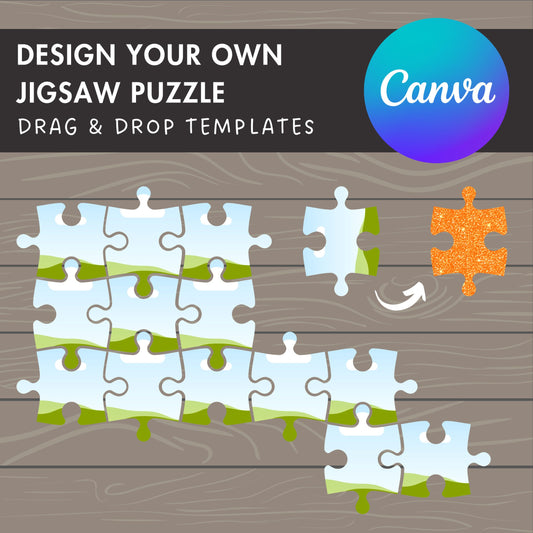 Design Your Own Jigsaw Puzzle Canva Frames, Editable Puzzle Pieces Canva Template, Drag and Drop Photo, Puzzle Mockup, Puzzle Clipart
