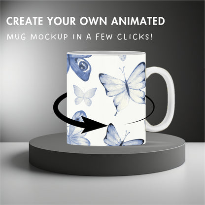 Rotating Mug Mockup, Animated Mug Canva Template, Rotating Mug Canva Mockup, Drag and Drop, 11Oz, 12Oz, 15Oz Mug, Mug 180 Degree Rotation