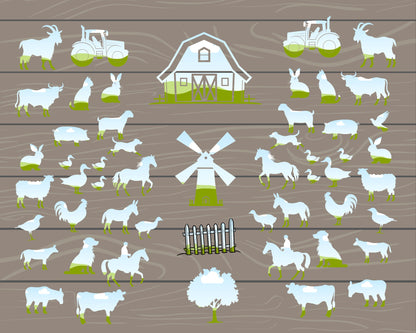 Design Your Own Farmhouse Canva Frames Bundle, Farm Canva Templates, Farm Animals Silhouette, Drag and Drop, Farm Animal Clipart, Truck Barn