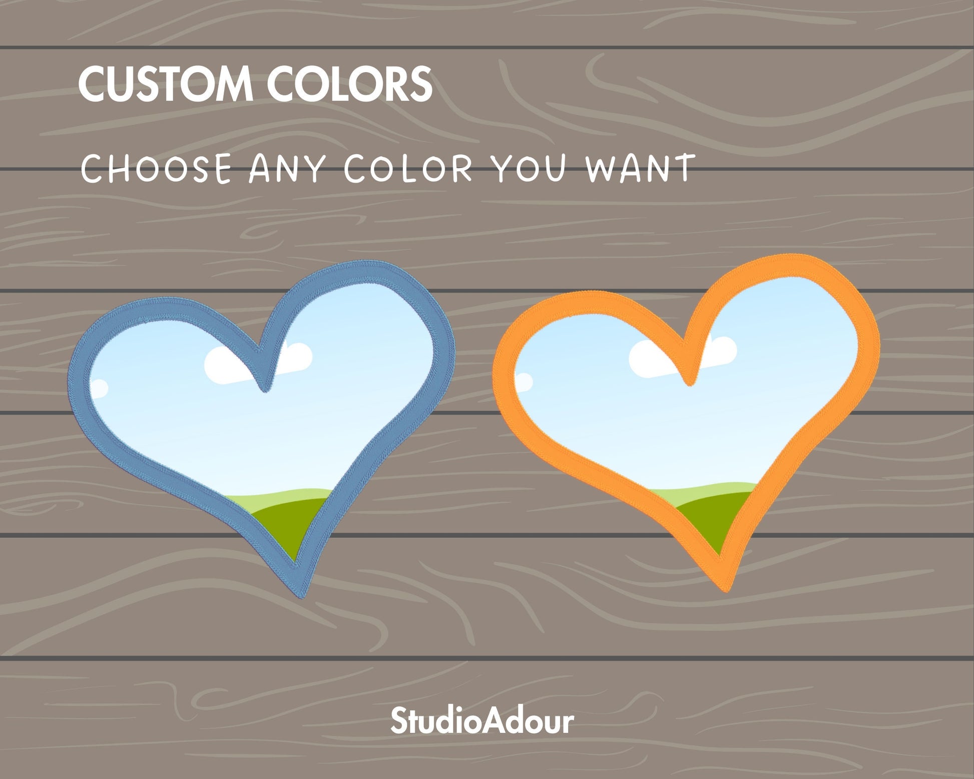 Design Your Own Faux Embroidery Heart, Digital Stitch Heart, Heart Applique, Canva Frames Bundle, Valentine Patch Duotone, Drag and Drop PNG