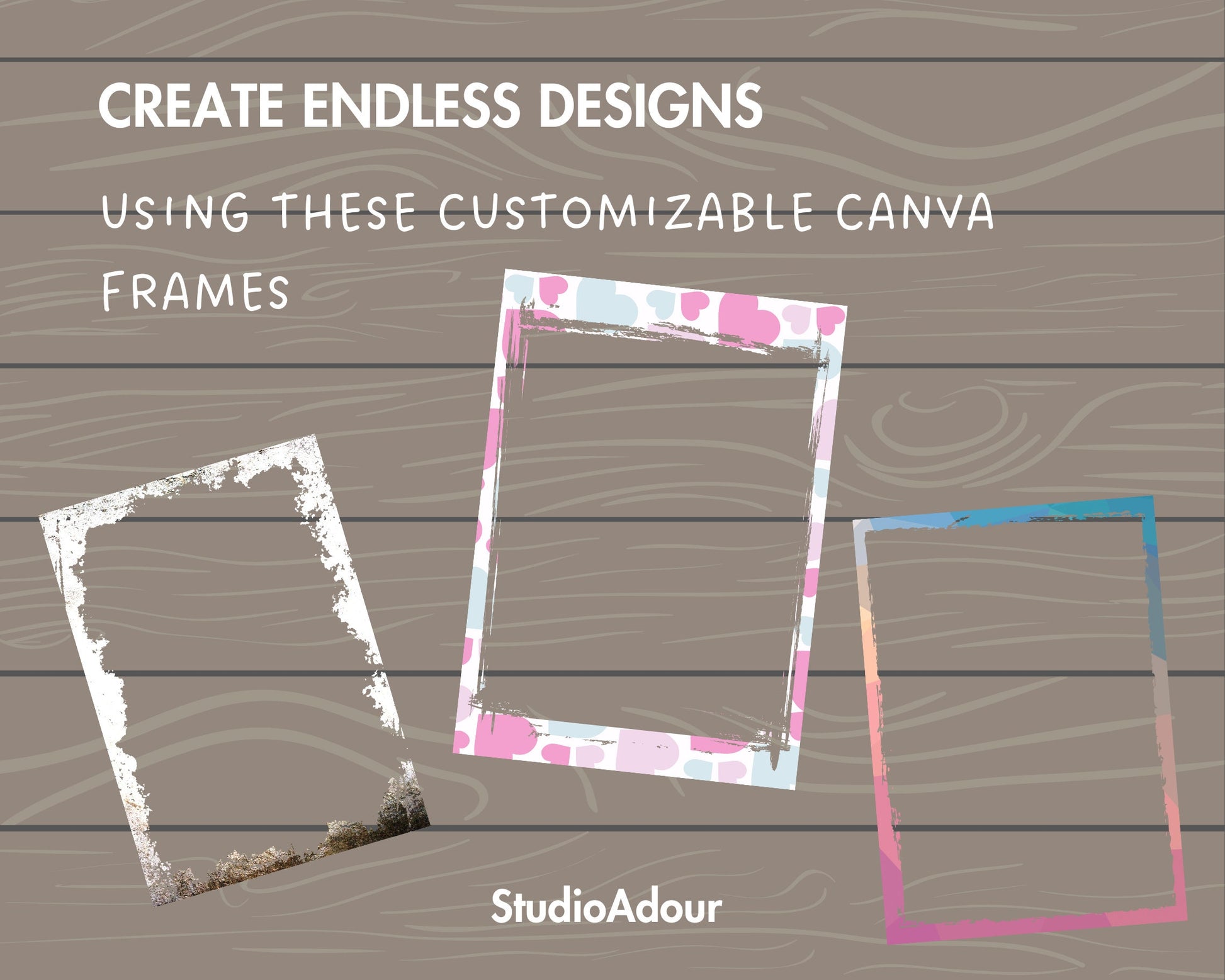 Design Your Own Grunge Edge Canva Frames, Grunge Border Canva Templates, Easy Drag and Drop, Weathered Border, Editable Aged Photo Frames