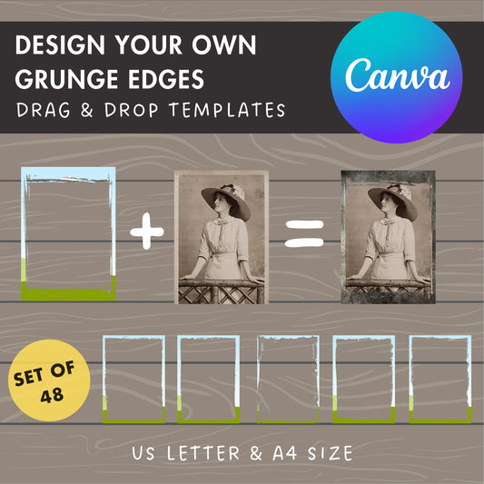 Design Your Own Grunge Edge Canva Frames, Grunge Border Canva Templates, Easy Drag and Drop, Weathered Border, Editable Aged Photo Frames