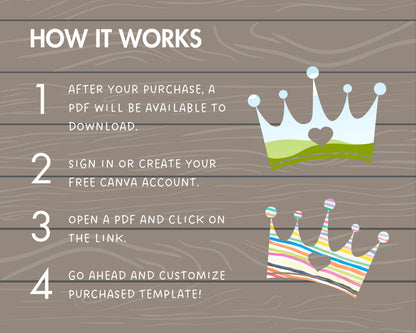 Design Your Own Crown on Canva, Canva Frame Bundle, Royal Crown Canva Template, Drag and Drop Photo, Princess Crown Silhouette, Clipart