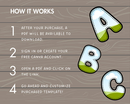 Design Your Own Stiched Letters on Canva, Doodle Letters Canva Frames Bundle, Editable Canva Letters Template, Drag and Drop, Digital Stitch