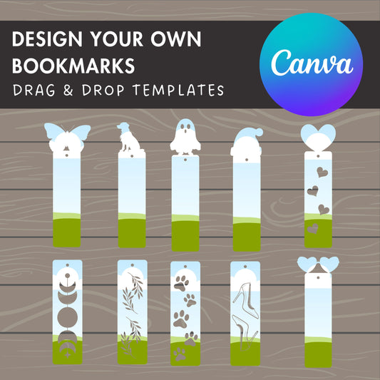 Design Your Own Bookmarks, Editable Bookmark Canva Template, Canva Frames Bundle, Drag and Drop Photo, Bookmark Printable, Silhouette