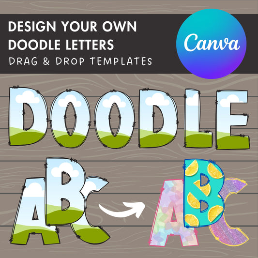 doodle letters canva frames