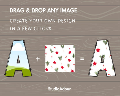 Design Your Own Uppercase Doodle Letters on Canva, Uppercase Doodle Letters Canva Template, Drag and Drop, Editable Canva Doodle Alphabet
