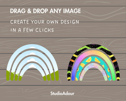 Design Your Own Rainbow Canva Frames, Multi Layer Rainbow Template, Canva Frames Bundle, Drag and Drop, Hand Drawn Rainbow Clipart, Sticker