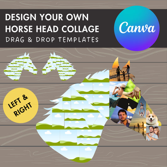 Design Your Own Horse Head Photo Collage Canva, Drag and Drop Photo, Editable Collage Canva Template, Horse Head DIY Collage, Horse Print
