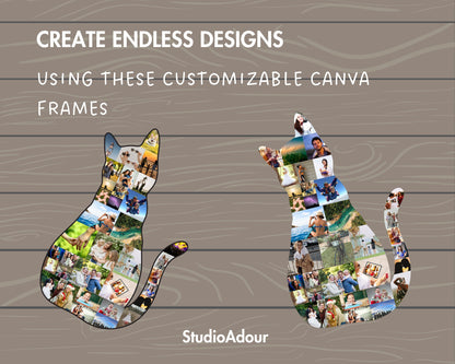 Design Your Own Cat Photo Collage Canva, Canva Frames Bundle, Drag and Drop Photo, DIY Picture Collage, Editable Collage Canva Template