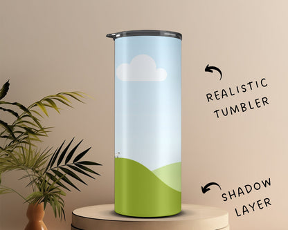 20oz Rotating Skinny Tumbler Canva Mockup, Editable Animated Skinny Tumbler Canva Template, Easy Drag and Drop Photo, Full Wrap Tumbler