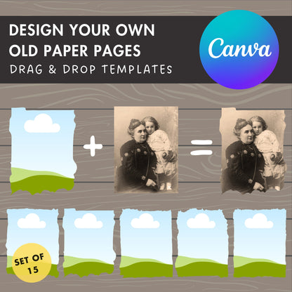 Design Your Own Grunge Pages, Vintage Paper Canva Template, Easy Drag and Drop, Ancient Frame, Editable Old Paper Pages, Commercial Use