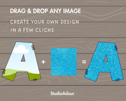 Design Your Own Doodle Letters on Canva, Doodle Alphabet Canva Template, Drag and Drop Canva Letters, Doodle Blank Letters, A-Z Canva Frames