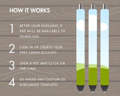 Full Wrap Small Pen Mockup, Epoxy Pen Canva Mockup, Easy Drag and Drop, Editable Pen Canva Template, Sublimation Pen Mockup, Seamless Design