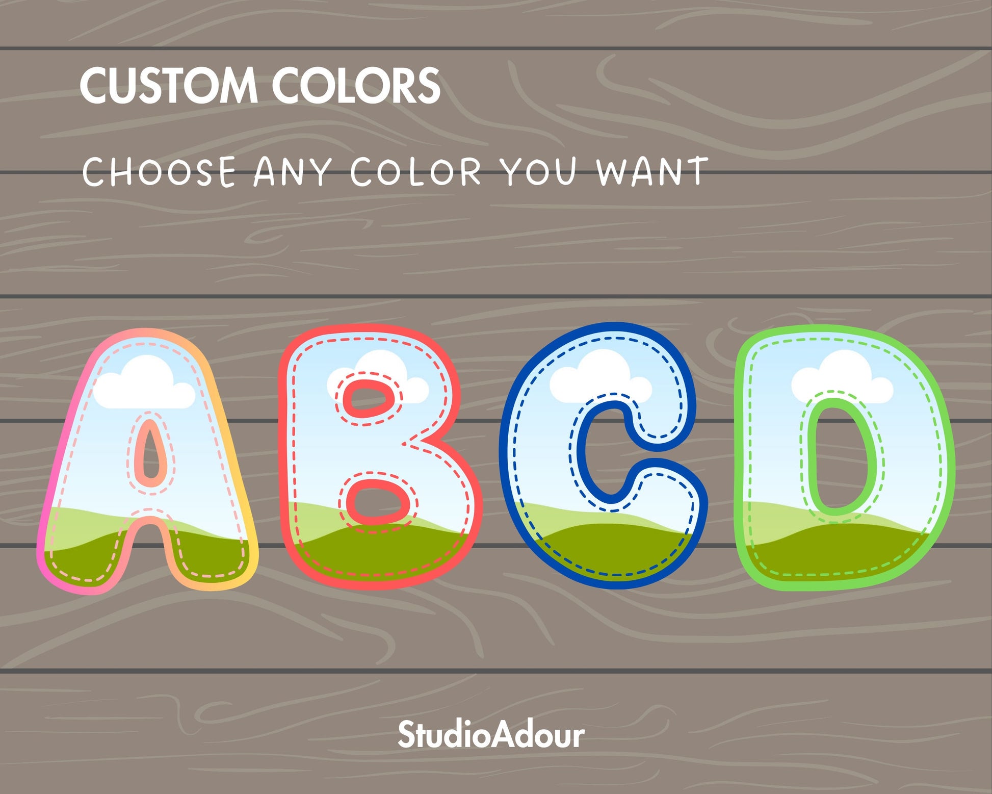 Design Your Own Stiched Letters on Canva, Doodle Letters Canva Frames Bundle, Editable Canva Letters Template, Drag and Drop, Digital Stitch