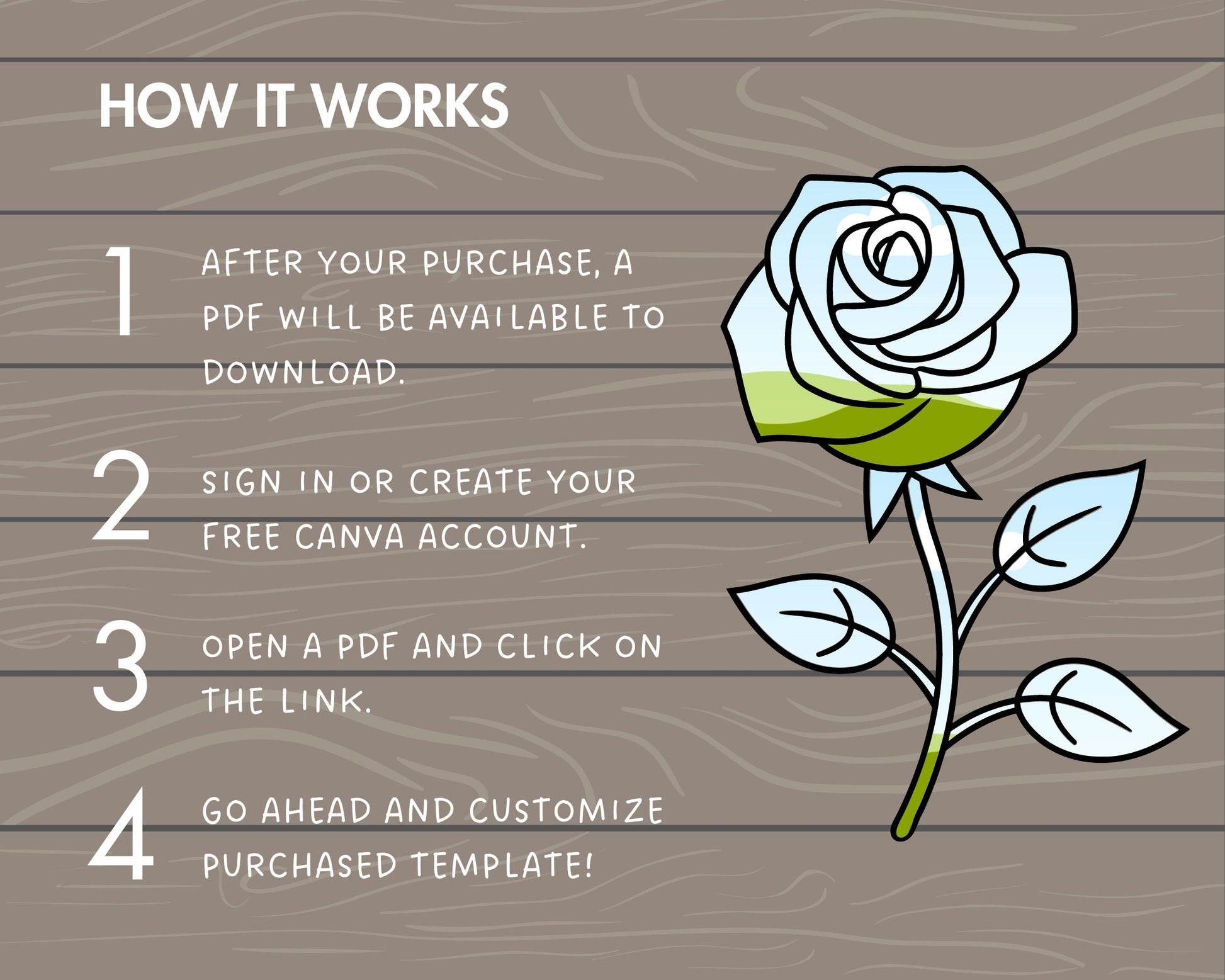 Design Your Own Rose Flower on Canva, Editable Rose Canva Template, Drag and Drop Photo, Canva Frames Bundle, Rose Clipart, Rose Silhouette