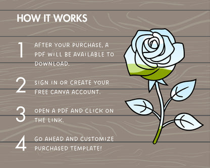 Design Your Own Rose Flower on Canva, Editable Rose Canva Template, Drag and Drop Photo, Canva Frames Bundle, Rose Clipart, Rose Silhouette