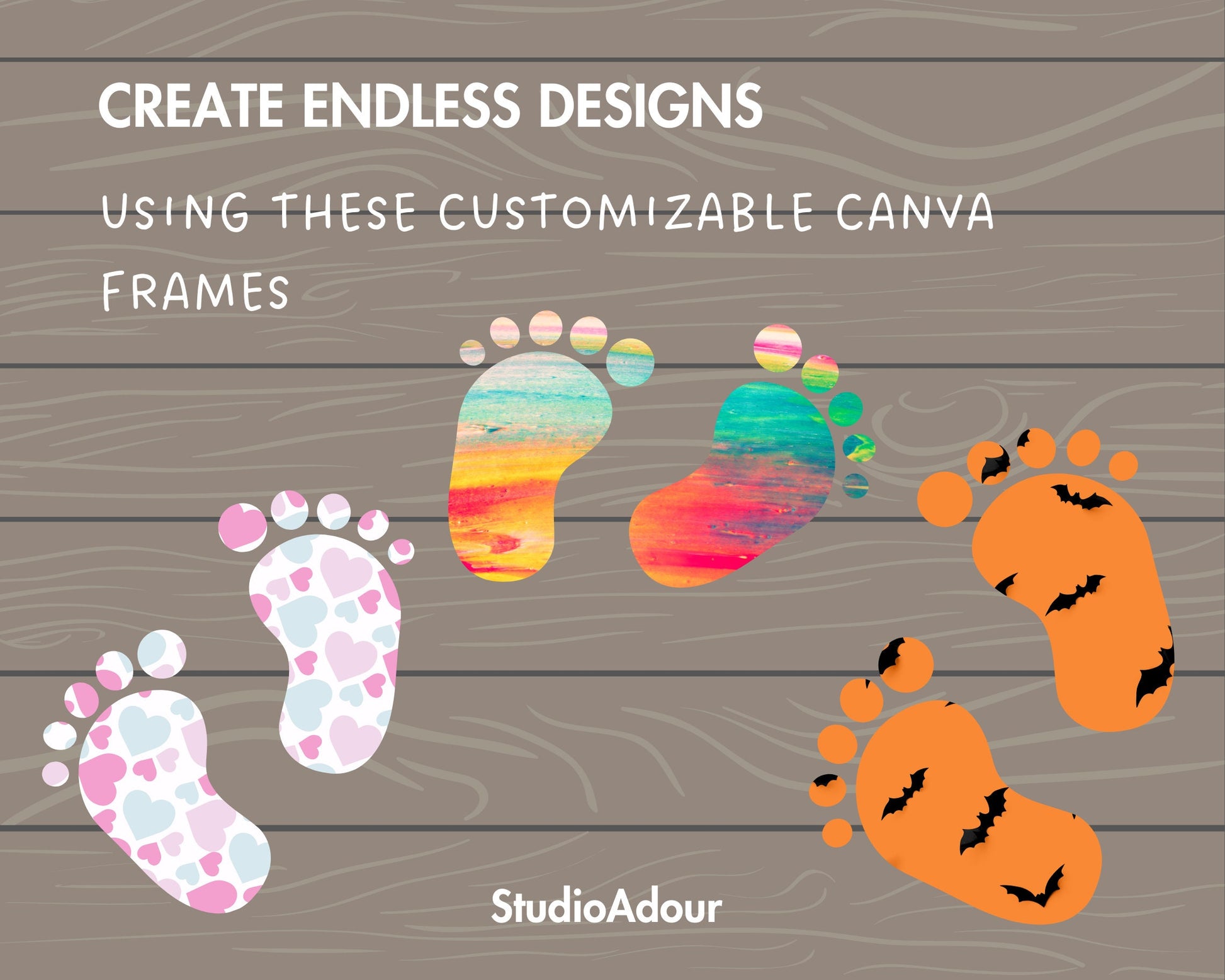 Design Your Own Baby Footprint Canva Frame, Editable Baby Feet Canva Template, Canva Frames Bundle, Baby Shower, Drag and Drop, Baby Clipart