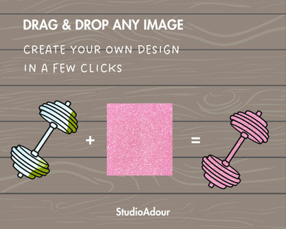 Design Your Own Fitness Canva Frames, Gym Canva Template, Drag and Drop, Canva Frames Bundle, Workout Silhouette, Dumbbell PNG, Weights