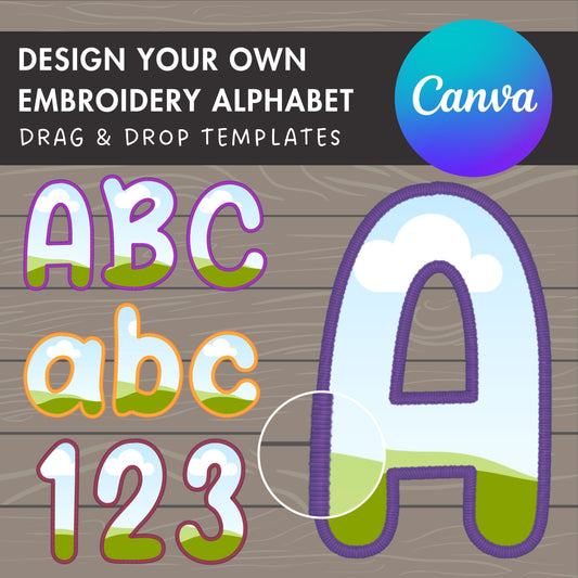 Digital Stitch Doodle Letter PNG, Faux Embroidery Applique Letters and Numbers, Drag and Drop, Canva Frames Bundle, DIY Letters Frames Canva