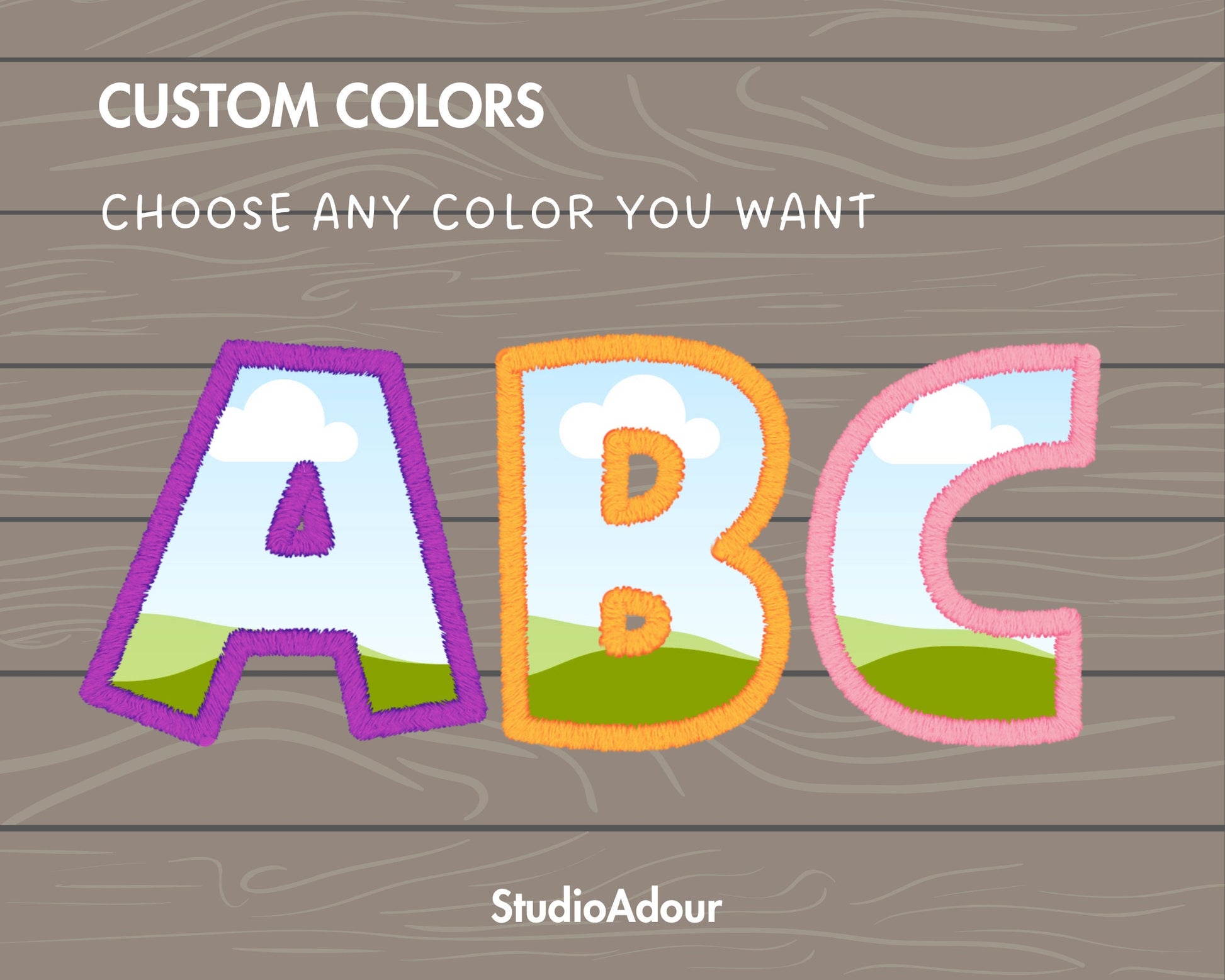 Digital Stitch Canva Letters PNG, Faux Embroidery Applique DIY Letters , Canva Frames Bundle, Easy Drag and Drop, Duotone Canva Alphabet