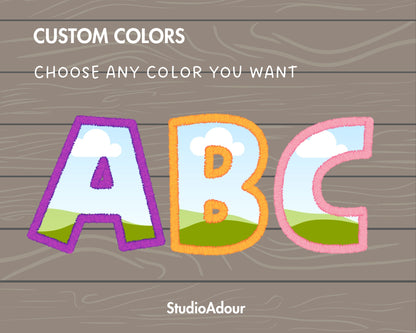 Digital Stitch Canva Letters PNG, Faux Embroidery Applique DIY Letters , Canva Frames Bundle, Easy Drag and Drop, Duotone Canva Alphabet