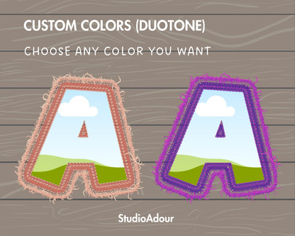 Digital Stitch Canva Alphabet, Faux Embroidery Canva Letters Template, Drag and Drop, Editable Patch Letters & Numbers, Canva Frames Bundle