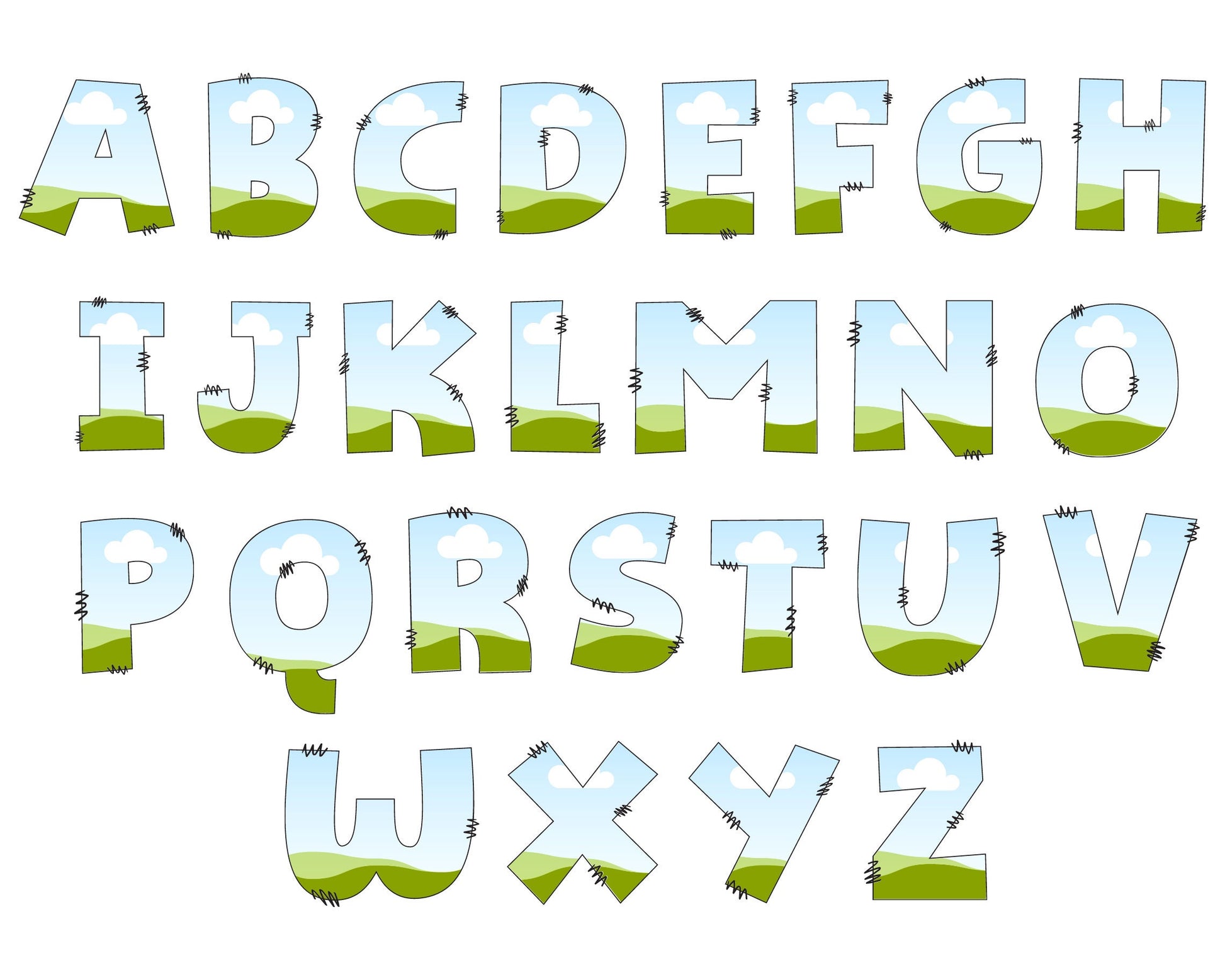 Design Your Own Doodle Letters on Canva, Doodle Alphabet Canva Template, Drag and Drop Canva Letters, Doodle Blank Letters, A-Z Canva Frames