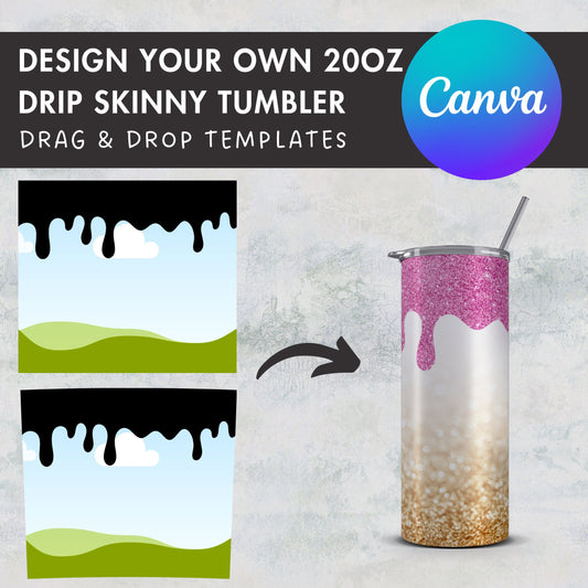 Drip Tumbler Editable Canva Template, Seamless 20oz Skinny Tumbler Wrap, Drag an Drop PNG, Burst Tumbler Template, Straight & Tapered Wrap