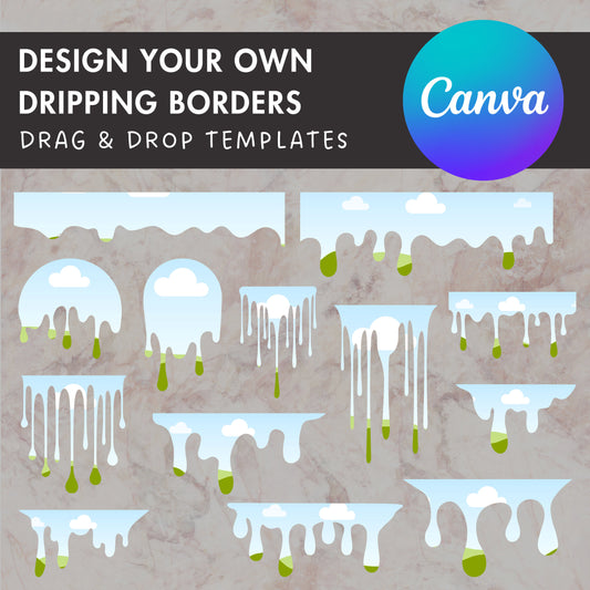 Design Your Own Dripping Borders, Dripping Paint Template, Drag and Drop Canva Frames, Paint Drip Bundle, Paint Stroke, Drip Silhouette