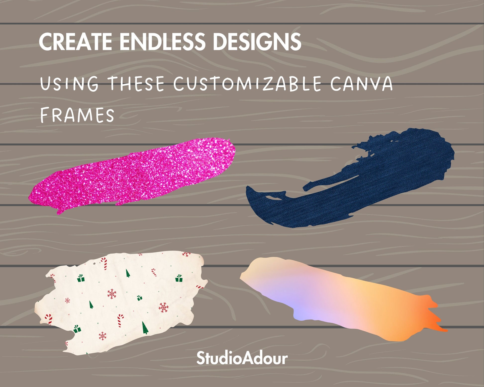 Design Your Own Brush Strokes, Paint Brush Strokes, Editable Canva Template, Easy Drag and Drop, Ink Brush, Paint Line Canva Frames Bundle