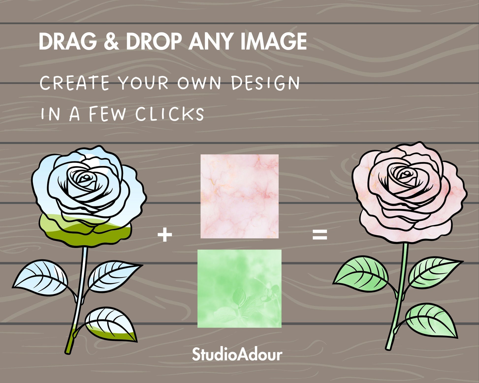 Design Your Own Rose Flower on Canva, Editable Rose Canva Template, Drag and Drop Photo, Canva Frames Bundle, Rose Clipart, Rose Silhouette