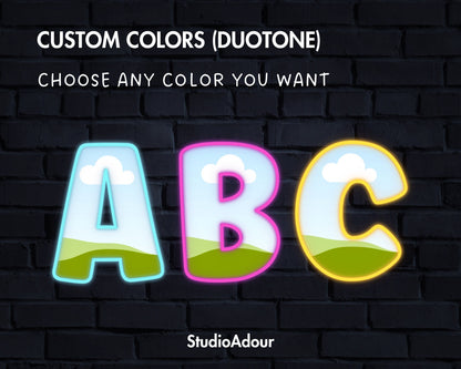 Design Your Own Neon Letters and Numbers, Neon Alphabet, Neon Canva Template, Drag and Drop, Neon Light Canva Letters, Editable DIY Letters