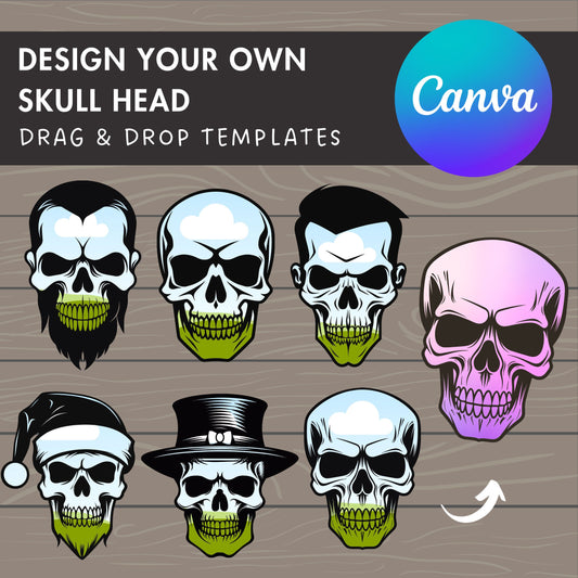 Design Your Own Skull Head on Canva, Editable Skull Canva Template, Drag and Drop Photo, Skull Clipart, Halloween Skull, Skull Bundle Canva