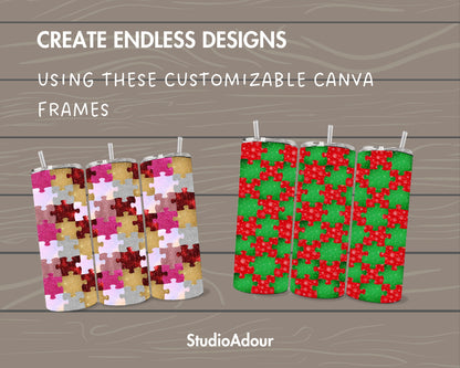 Puzzle Tumbler Editable Canva Template, Seamless 20oz Skinny Tumbler Wrap, Drag an Drop PNG, Burst Tumbler Template, Straight Tumbler Wrap