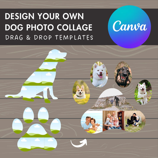 Design Your Own Dog Photo Collage in Canva, Editable Collage Canva Template, Drag and Drop Photo, Dog Canva Frames, DIY Paw Collage, Animal