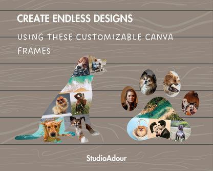 Design Your Own Dog Photo Collage in Canva, Editable Collage Canva Template, Drag and Drop Photo, Dog Canva Frames, DIY Paw Collage, Animal
