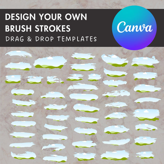 Design Your Own Brush Strokes, Paint Brush Strokes, Editable Canva Template, Easy Drag and Drop, Ink Brush, Paint Line Canva Frames Bundle