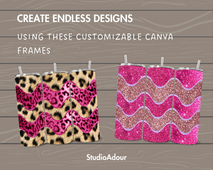 Design Your Own Waves Burst Tumbler Template, 20oz Straight Skinny Tumbler Canva Template, Drag and Drop, Wavy Seamless Tumbler Wrap
