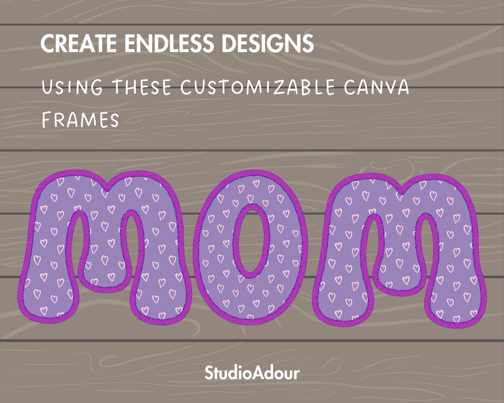 Design Your Own Faux Embroidery Letters, Retro Letters, Groovy Canva Letters, Stitch Alphabet Canva Template, Drag and Drop, Canva Frames