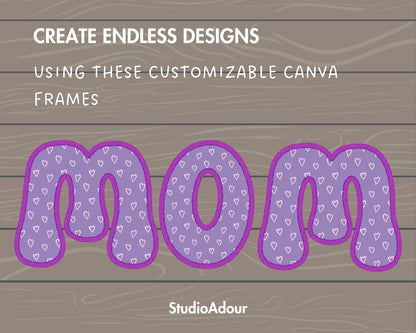 Design Your Own Faux Embroidery Letters, Retro Letters, Groovy Canva Letters, Stitch Alphabet Canva Template, Drag and Drop, Canva Frames