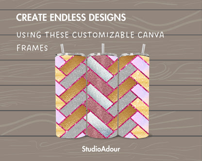 Design Your Own Herringbone Burst Tumbler Template, 20oz Straight Skinny Tumbler Canva Template, Drag and Drop, Seamless Skinny Tumbler Wrap