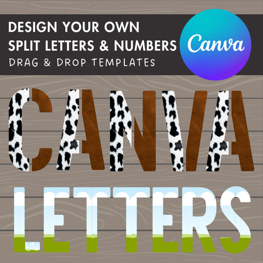 Split Canva Alphabet, Stencil Letters and Numbers, Drag and Drop, Canva Frames Bundle, DIY Letters Frames Canva, Editable Canva Letters