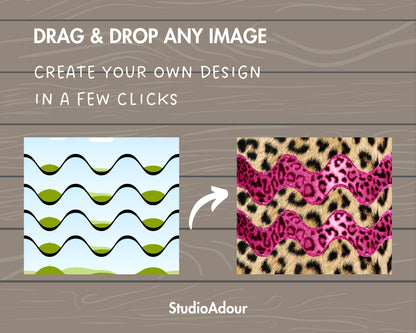 Design Your Own Waves Burst Tumbler Template, 20oz Straight Skinny Tumbler Canva Template, Drag and Drop, Wavy Seamless Tumbler Wrap