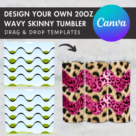Design Your Own Waves Burst Tumbler Template, 20oz Straight Skinny Tumbler Canva Template, Drag and Drop, Wavy Seamless Tumbler Wrap