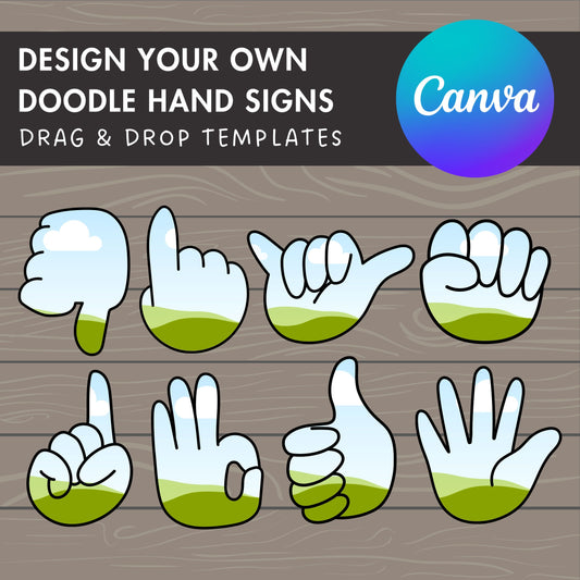 Design Your Own Hand Sign on Canva, Doodle Hand Canva Template, Drag and Drop Canva Frames, Cartoon Hand Gestures, Canva Hands Template