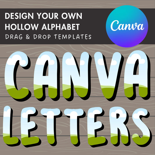 Design Your Own Doodle Letters on Canva, Outline Alphabet Canva Template, Drag and Drop, Shadow Effect Canva Alphabet, Canva Frames Bundle
