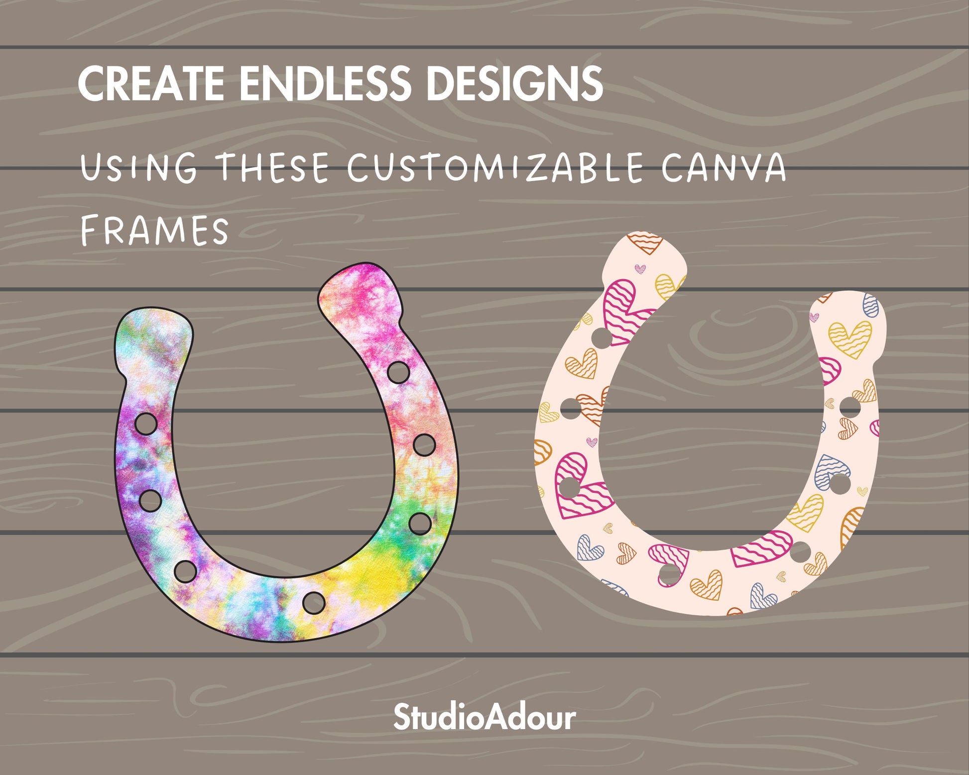 Design Your Own Horseshoe on Canva, Cowboy Canva Template, Drag and Drop, Canva Frames Bundle, Saint Patrick's Day, Horse Lover Frames