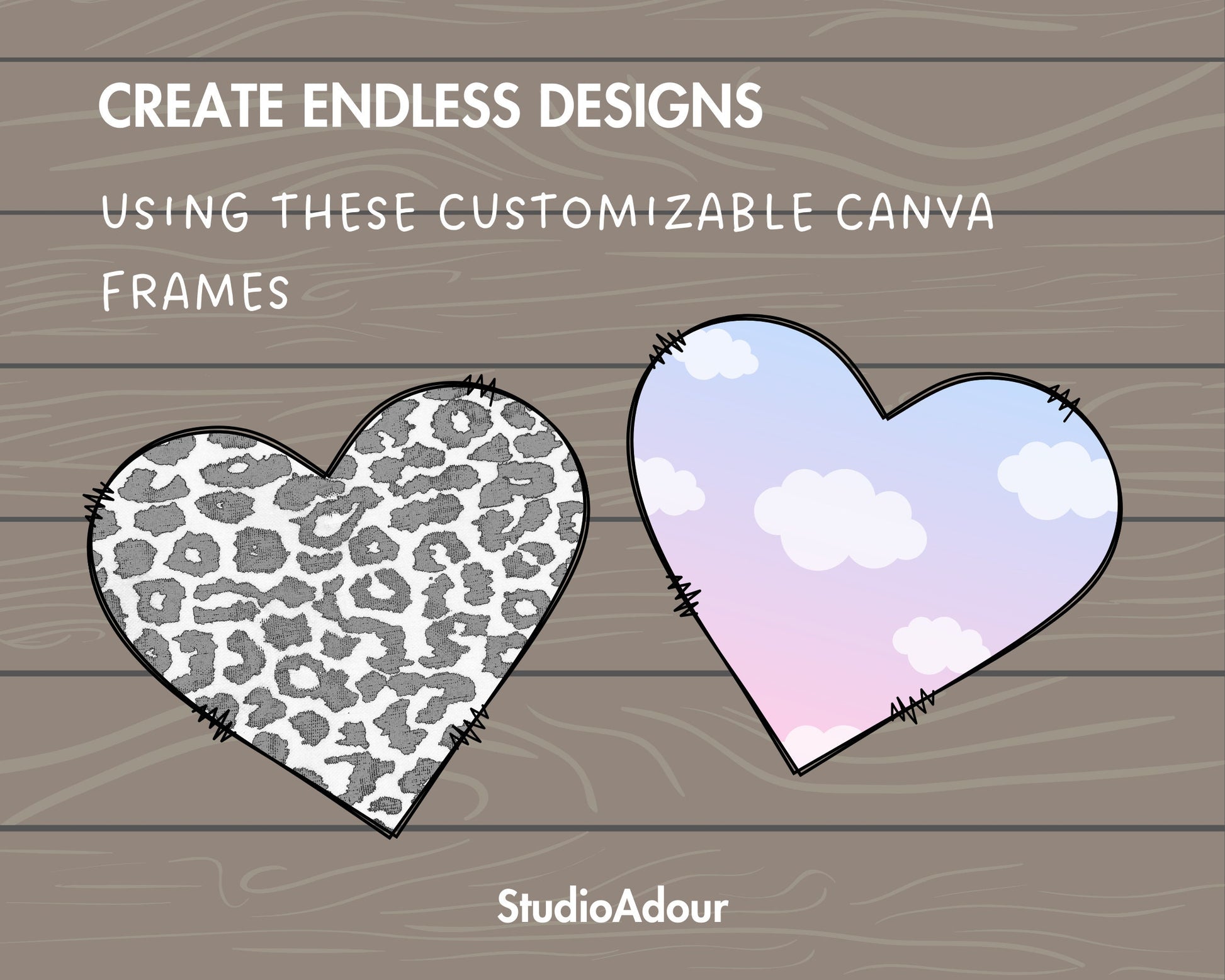 Design Your Own Doodle Heart on Canva, Heart Love Canva Template, Easy Drag and Drop Editable Canva Frames, Heart Bundle, Valentine's Day