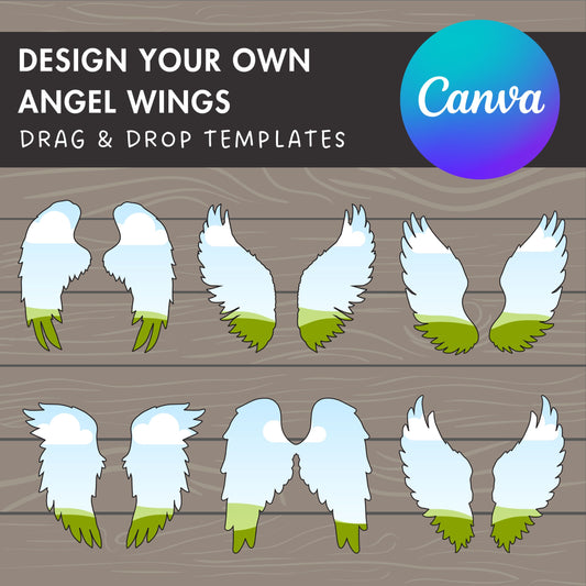 Design Your Own Angel Wings on Canva, Wings Canva Template, Drag and Drop Canva Frames, Wings Canva Frames Bundle, Angel Clipart